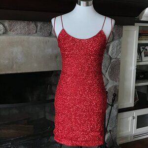 'Alice + Olivia' Nelle Embell Fitted Mini Dress in Bright Poppy - Size 6